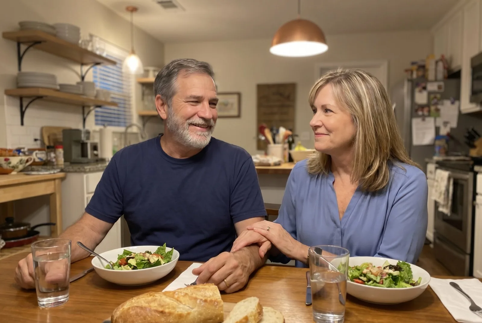 Happy couple sharing a meal together